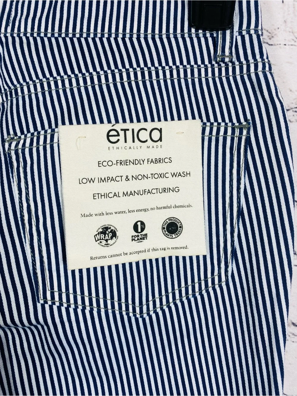 NWT Etica Women's Railroad Stripe Skinny Jeans 100% Organic Cotton.  W30x28